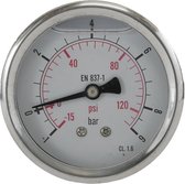 -1..9 Bar Glycerine Manometer Achteraansluiting RVS/Messing 63 mm Klasse 1.6 - ML-1963SHG