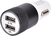 Autolader USB - 2 USB Poorten Auto Oplader - Wit/Zwart