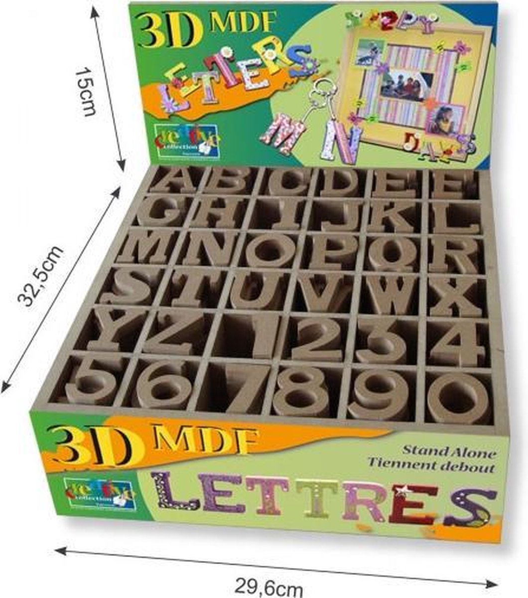 MDF display numbers/letters 4.5cm 36x10