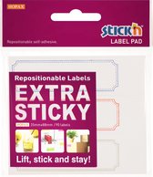 Stick'n Label etiket - 25x88mm, extra sticky, wit met rand, 3x30 sticky notes
