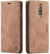 CaseMe - Xiaomi Mi 9T hoesje - Wallet Book Case - Magneetsluiting - Licht Bruin
