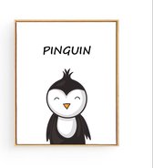 Postercity - Design Canvas Poster Blij Kijkend Pinguin Tekst / Oceaan Dieren / Kinderkamer / Dieren Poster / Babykamer - Kinderposter / Babyshower Cadeau / Muurdecoratie / 40 x 30cm / A3