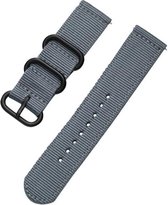 Smartwatch bandje - Geschikt voor Samsung Galaxy Watch 3 45mm, Gear S3, Huawei Watch GT 2 46mm, Garmin Vivoactive 4, 22mm horlogebandje - Nylon stof - Fungus - Nato - Grijs