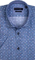 Giordano Overhemd Blauw Korte Mouwen Kleur Print Button Down - XL