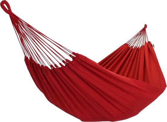 Hangmat Tweepersoons 'Organic' Red (Rood) | Bijpasende opbergtas | 180 KG | Handgemaakt in Brazilië | 1% For The Planet | Tropilex