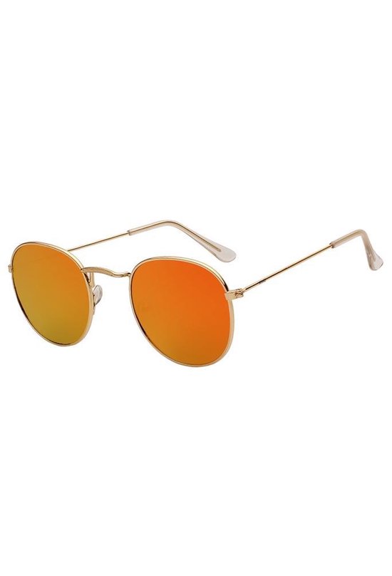 KIMU ronde zonnebril round metal oranje spiegelglazen - rond retro vintage  | bol.com