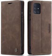 caseme - Hoesje geschikt voor Samsung Galaxy A71 - wallet book case - magneetsluiting - donker bruin