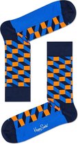 Happy Socks Filled Optic Anniversary Sokken - Blauw/Oranje - Maat 36-40