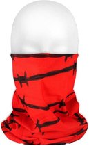 Multifunctionele morf sjaal rood/zwarte prikkeldraad print voor volwassenen - Gezichts bedekkers - Maskers voor mond - Windvangers