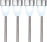 8x Buiten/tuin LED zilveren stekers solar verlichtingen 36 cm - Tuinverlichtingen - Tuinlampen - Solarlampen op zonne-energie