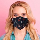 Stoffen mondmasker - gezichtsmasker - mondkapje | bloemenprint donker