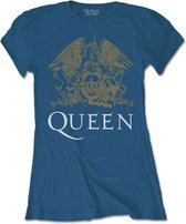 Queen Dames Tshirt -M- Crest Blauw