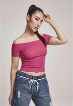 Urban Classics Crop top -M- Off Shoulder Rib Paars