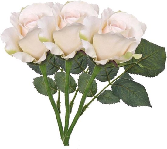 3x Zalm witte rozen 30 cm- set van 3 kunstrozen - Kunstbloemen/kunstplanten... | bol.com