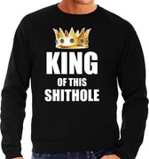 Koningsdag sweater Im the king of this shit hole zwart voor her L