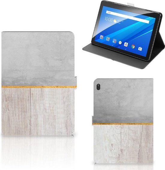 Lenovo Tab E10 Tablet Book Cover Wood Concrete