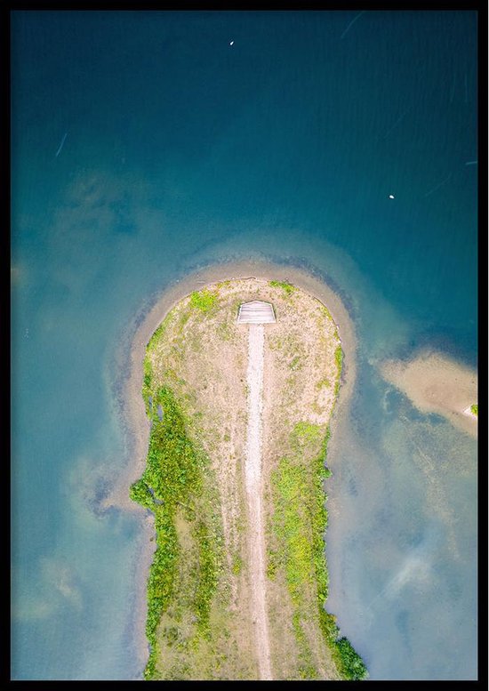 Poster Drone Surf Spot- 30x40cm met Fotolijst – Natuur Poster – Ingelijst