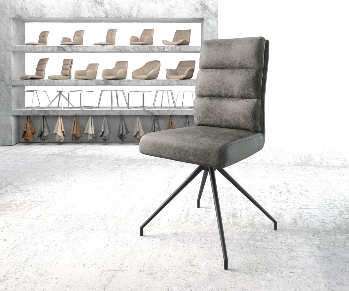 Gestoffeerde-stoel Pela-Flex kruisframe conisch zwart microvelours grijs antiek pocketveer kern