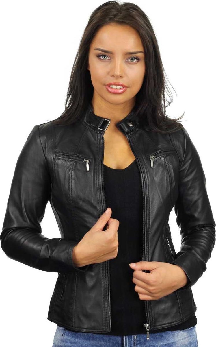 Versano Tulsa Leren Dames Bikerjack Dames Jas S - Zwart