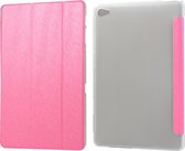 Silk Texture Horizontal Flip Leren Case met Three-Folding Holder voor Huawei M5 Lite 10.1 (Rose Red)