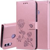 Rose reliÃ«f horizontale flip PU lederen tas voor Huawei Honor 8C, met houder en kaartsleuven en portemonnee (rose goud)