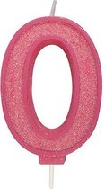 Sparkle Pink Numeral Candle 0