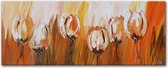 Schilderij - Tulpen in oranje