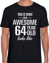 Awesome 64 year / 64 jaar cadeau t-shirt zwart heren L
