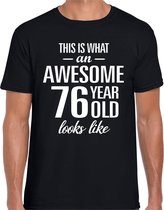 Awesome 76 year - geweldig 76 jaar cadeau t-shirt zwart heren -  Verjaardag cadeau XL