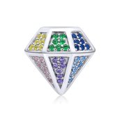 Zilveren bedel Regenboog diamant