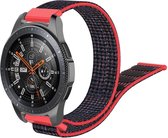 Universeel Smartwatch 22MM Bandje Nylon met Klittenband Zwart/Rood