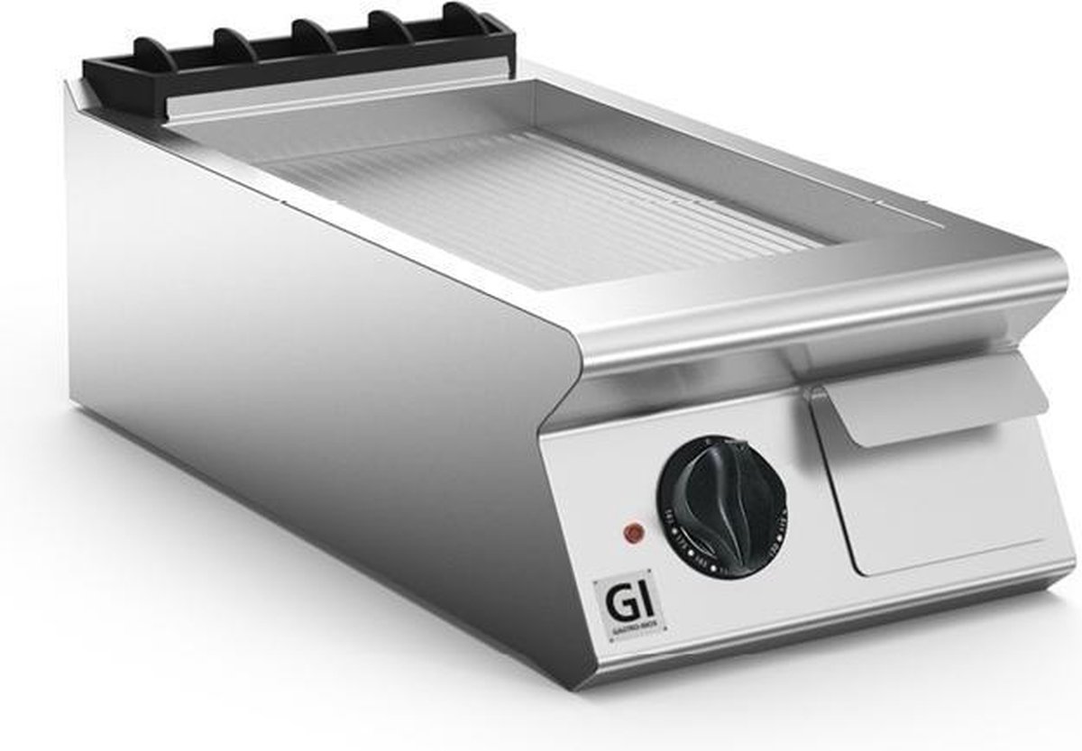 Gastro-Inox 700 HP elektrische bakplaat met geribbelde stalen plaat, 40cm