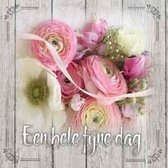 Kaart - Vierkant - 15x15cm - Met envelop - Een Hele Fijne Dag - Liefde, vriendschap - Majestic Ally - 12 stuks