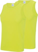 2-Pack Maat L - Sport singlets/hemden neon geel voor heren - Hardloopshirts/sportshirts - Sporten/hardlopen/fitness/bodybuilding - Sportkleding top neon geel voor mannen