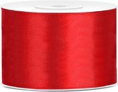 1x Rubans de satin rouge Hobby / décoration 5 cm / 50 mm x 25 mètres - Ruban cadeau ruban / ruban de satin - Rubans rouges - Fournitures d'équipement de loisirs - Matériaux d'emballage