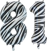 Folieballon 81 jaar zebra 86cm