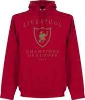 Liverpool Champions Of Europe 2019 Logo Hoodie - Rood - S