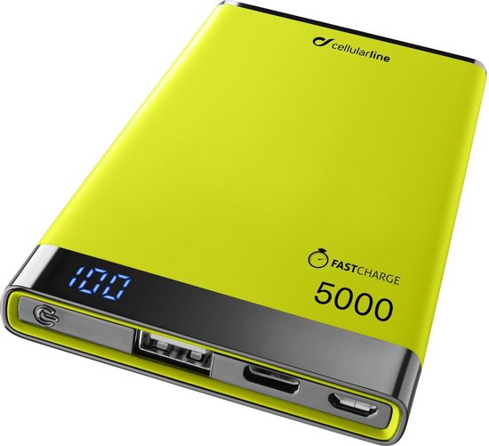 Cellularline FreePower Manta S 5000 Batterie Externe Lithium-Polymère Vert  (LiPo) 5000 mAh | bol.com
