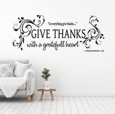 Muursticker Give Thanks - Geel - 120 x 48 cm - woonkamer engelse teksten religie