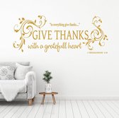 Muursticker Give Thanks -  Goud -  160 x 64 cm  -  alle muurstickers  woonkamer  engelse teksten  religie - Muursticker4Sale