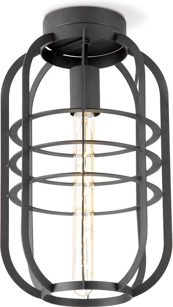 Home Sweet Home - Moderne LED Plafondlamp Nero - Zwart - 24/24/40cm - Rond - geschikt voor
