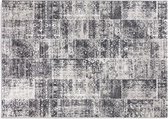 Lifa Living - Vloerkleed - Grijs Tinten -  Synthetisch Wol - Vintage - Patchwork - 80 x 150 cm