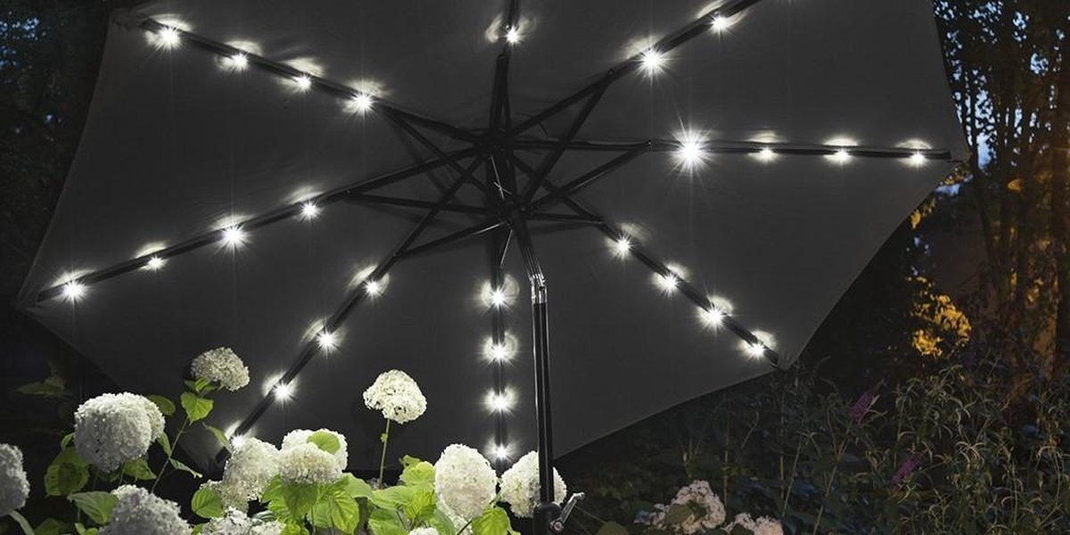 Parasol met LED Verlichting | Solar Parasol Zwart | Kantelbaar| x 270 cm bol.com