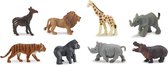 Safari Mini-figuren Good Luck Wilde Dieren 2 Cm Rubber 8 Stuks