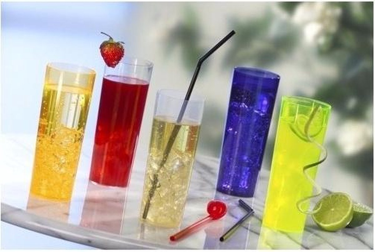 20x stuks kunststof oranje longdrink glazen - Herbruikbare drankjes glazen van plastic