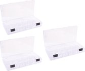 3x Opberg/sorteer boxen met 13 vakken 20 cm - Gereedsschapskist - Toolbox - Opbergdoos voor kleine spullen