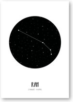 Sterrenbeeld poster Ram | A3 formaat | zwart-wit | MOODZ design