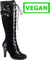 Demonia Kniehoge laarzen -42 Shoes- GLAM-240 US 12 Zwart/Zilverkleurig