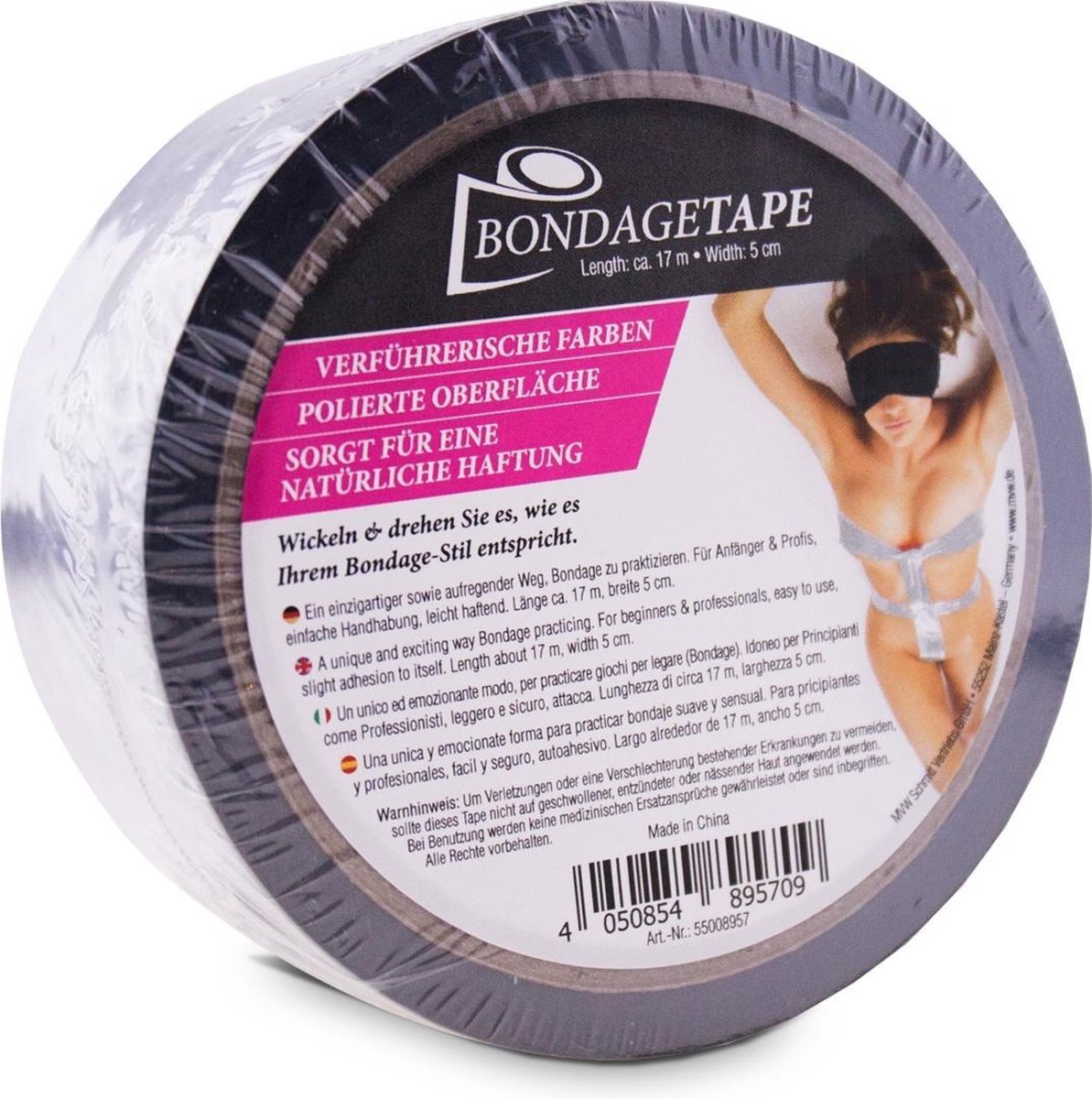Goedkoopste Bondage Tape - Huidvriendelijk - 5cm breed - 17m lang - Zilver