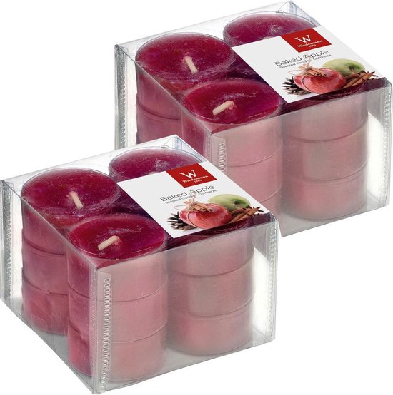 24x bougies chauffe-plat parfumées pomme au four / rouge bordeaux 4 heures  de... | bol.com